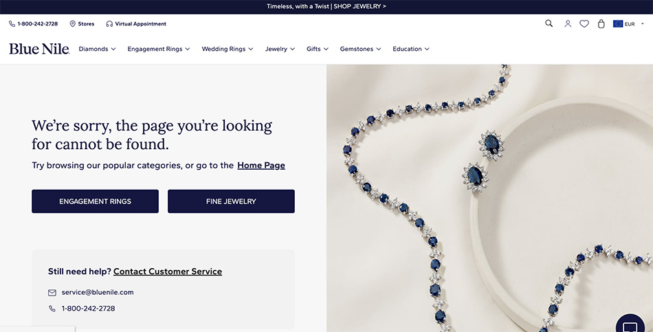 Best 404 Page Examples - Bluenile