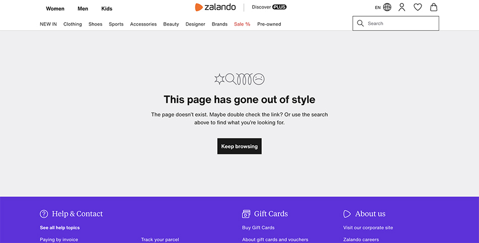 Best 404 Page Examples - Zalando