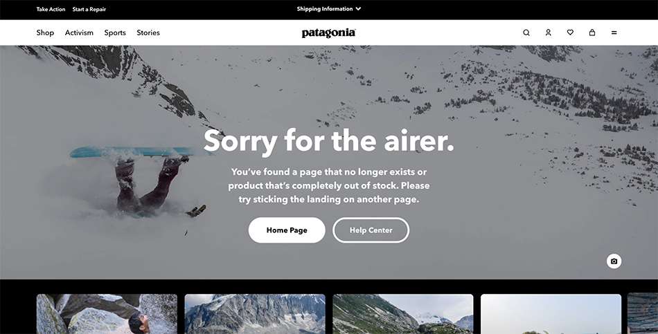 Best 404 Page Examples - Patagonia