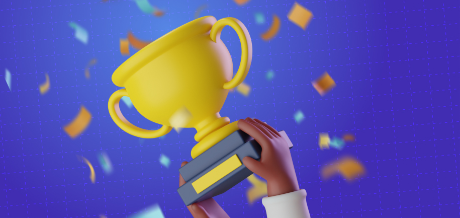 man holding a trophey