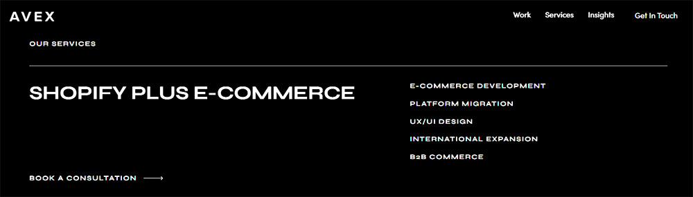 Avex Designs shopify plus agency