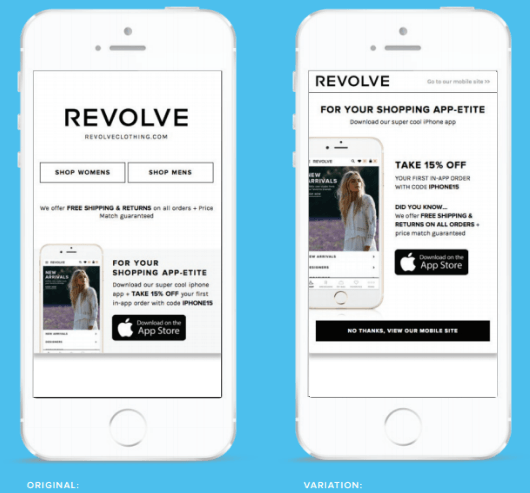 AB Test Example - Mobile Splash Page