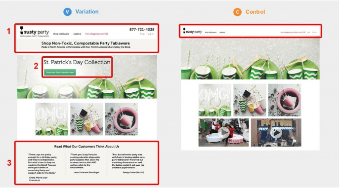 AB Test Example - Homepage