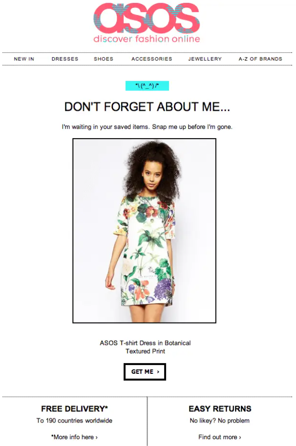 ASOS Abandoned Cart Reminder
