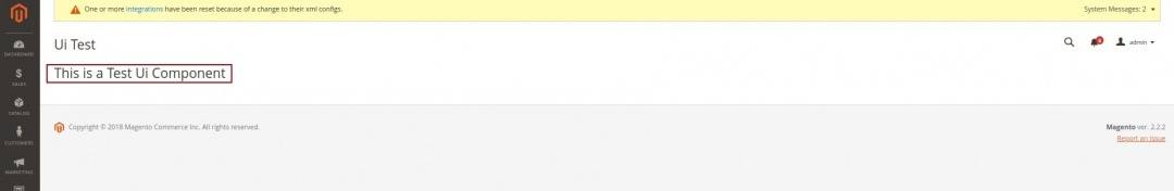 this is a test ui component text in magento