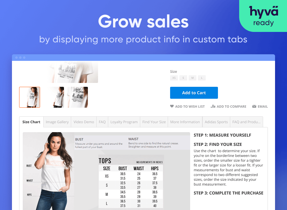 Grow sales by providing customers with additional product information in custom tabs

