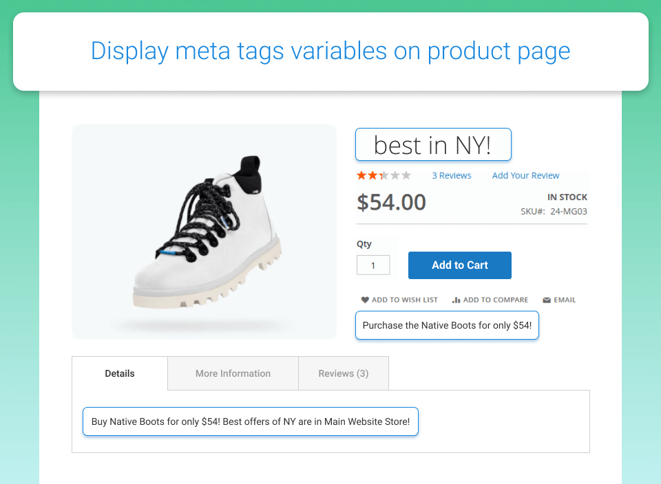 frontend example of a product page