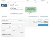 gift card details on the shopping cart page