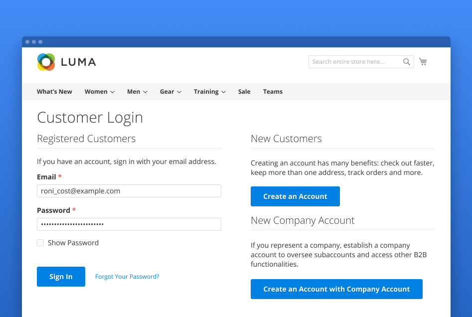 create b2b accounts during registration