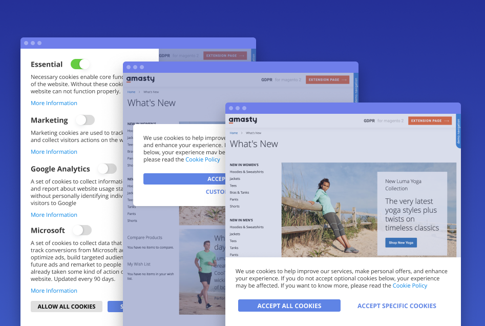 gdpr cookie settings in magento 2 plugin