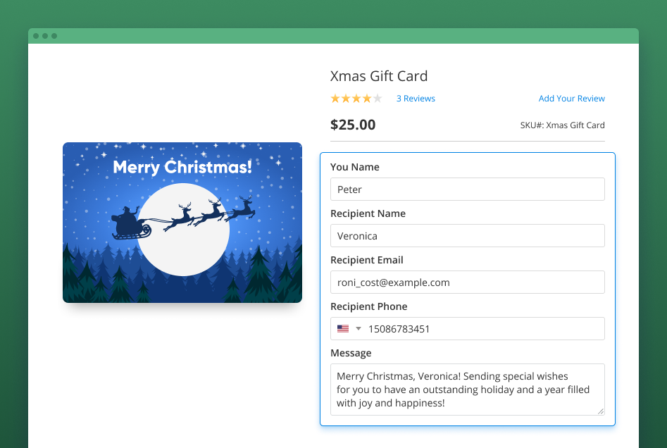 magento 2 personalize gift card