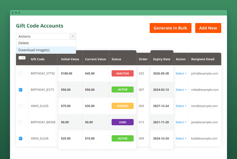 magento 2 gift card coupon accounts