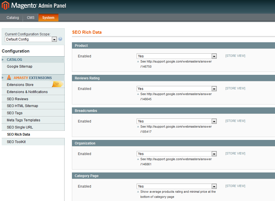 magento-google-rich-snippets-general-settings