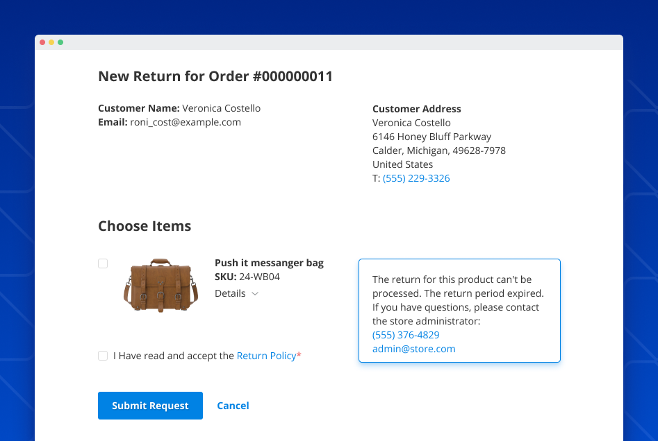 rma returns for magento 2 rma admin contacts