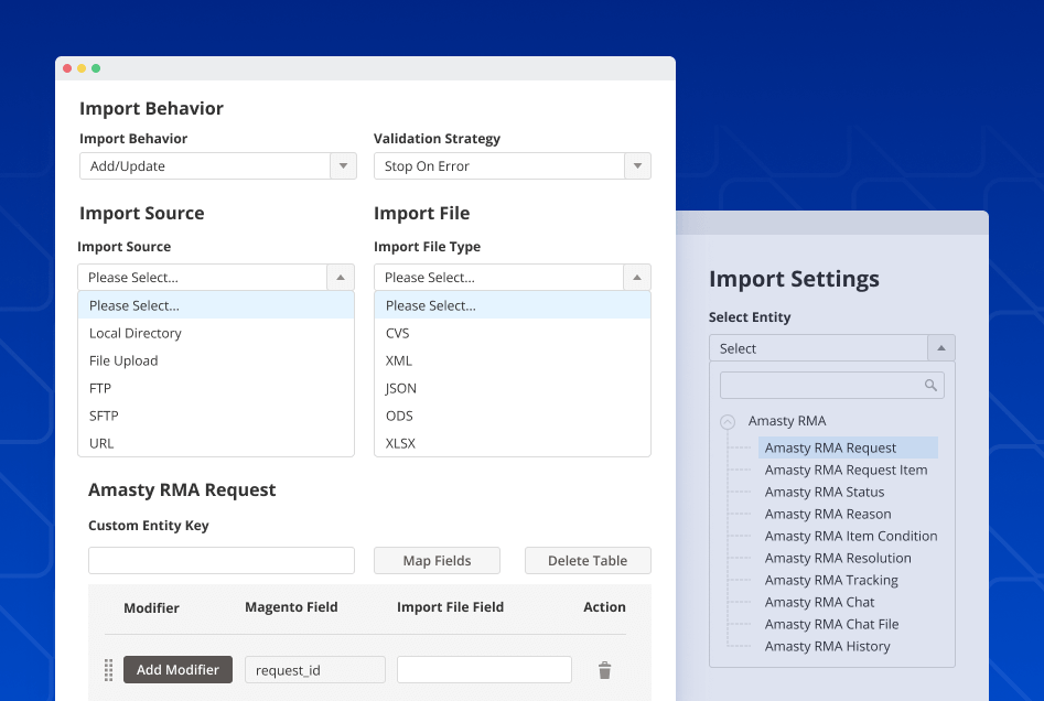 import rma requests magento 2 import rma requests