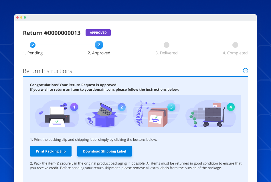 magento 2 returns rma instructions