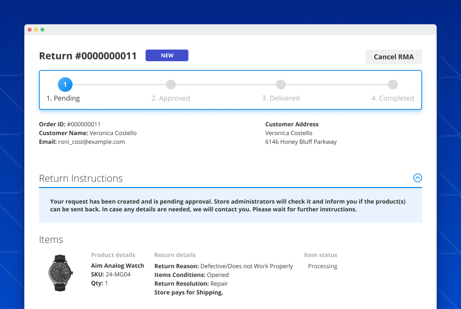 rma for magento 2 rma statuses